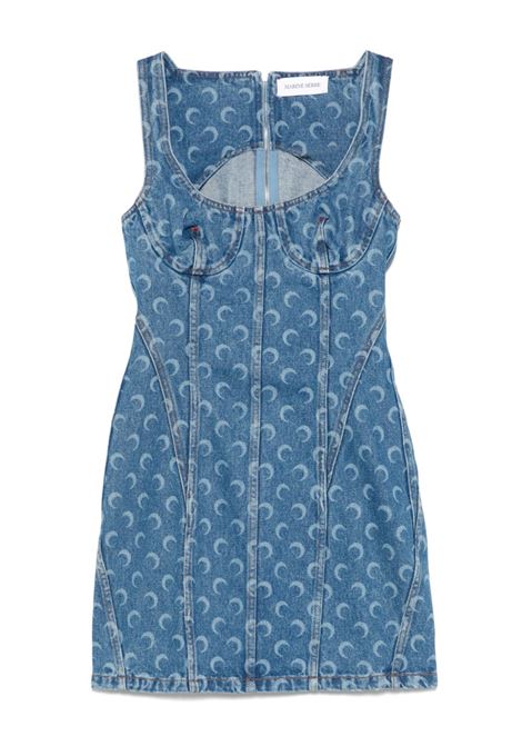 mini abito moon laser denim donna blu MARINE SERRE | WDR327A CDEN0002BL05